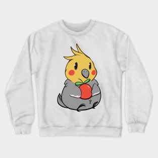 Cute Cockatiel Snacking on Fresh Apple Crewneck Sweatshirt